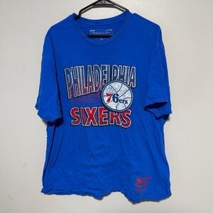 MITCHELL AND NESS HWC PHILADELPHIA 76ERS BLUE TSHIRT Mens size 3XL